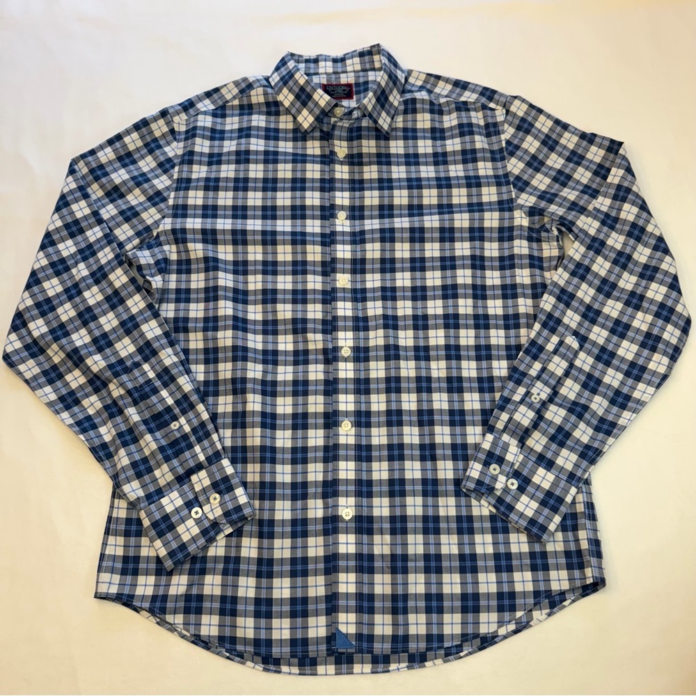 UNTUCKit Givry WF Button Down Long Sleeve Shirt Mens Large Blue Plaid Slim Fit - Picture 2 of 8